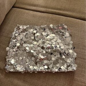 Silver Sequin Clutch